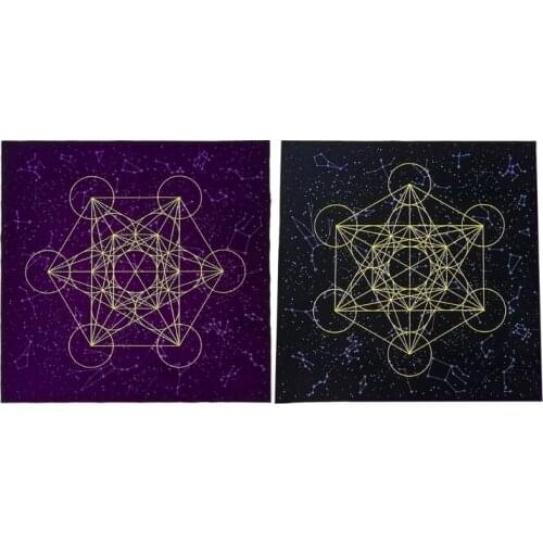 Tarot Card Tablecloth Metatrone Cub Crystal Grid Astrology Divination Altar Velvet Cloth Board Game Tarot Card Mat