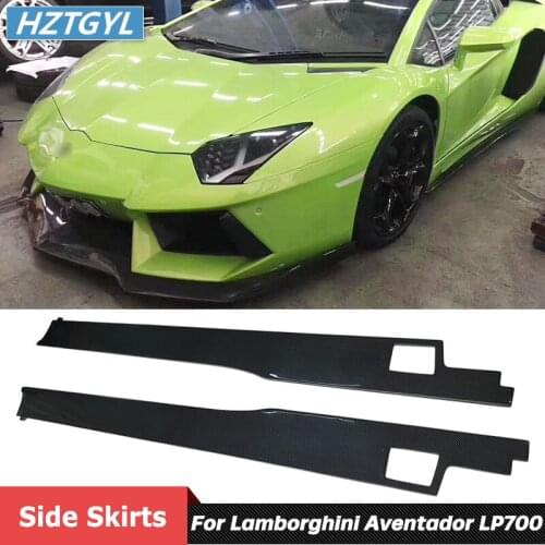 DM Style Carbon Fiber Side Skirts Extensions Lip For Lamborghini Aventador LP700 Tuning