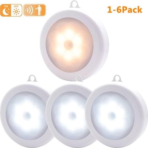 LED Motion Sensor Cupboard Light Kitchen Under Cabinet Closet Shelf Puck Lamp