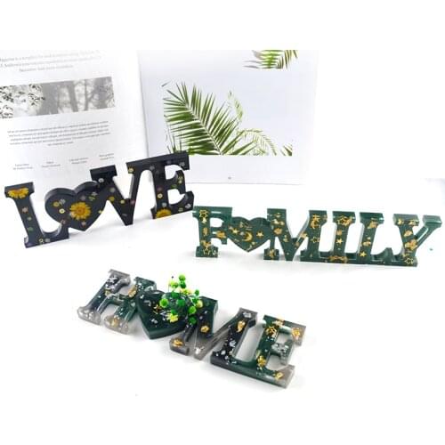 TC132 Love Family Live Home Standing Coherent Alphabet Letter Resin Art Molds For Desk Decoration