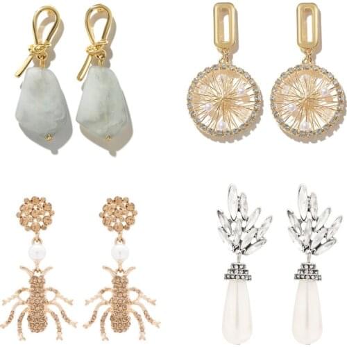 Tocona Exquisite Pearl Drop Earrings for Women Pretty Flowers Cactus Bow Geoemtric Lovely Animal Dangle Earrings Jewelry