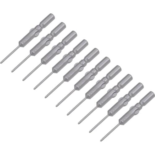 Uxcell 10pcs Phillips Bits 6mm Round Shank 60mm Length Cross 1.6PH0 Magnetic Screw Driver S2 Screwdriver Bit