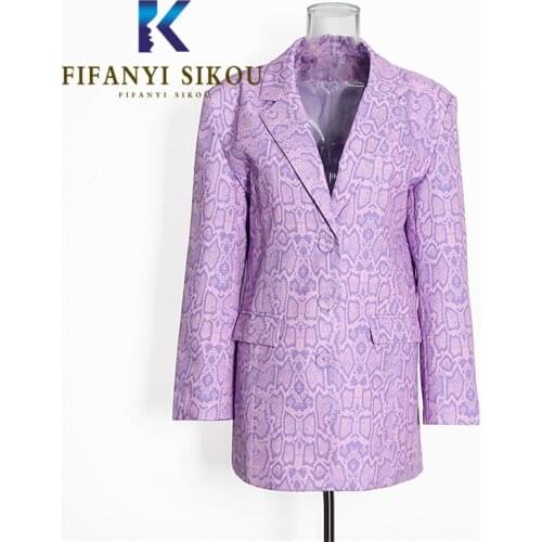 Snake Print Blazer Jacket Women Streetwear Fashion Single Breasted Lapel Suit Jacket Female Autumn Loose Stylish Blazers Coat