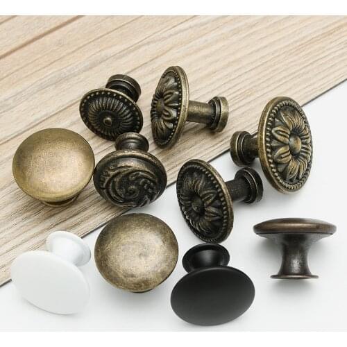 1/2Pcs/Set Antique Cabinet Pull Handles Bronze Tone Retro Alloy Kitchen Drawer Cabinet Door Knobs Furniture Hardware Supplies