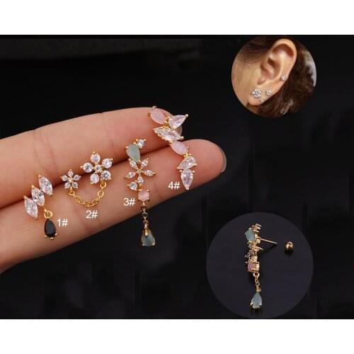 1PCS 20G Stainless Flower Ear Piercing Cartilage Helix Cartilage Earring Tiny Tragus Helix Tragus Earring Piercing Jewellery