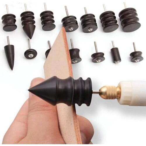 12 Size Leather Tool Edge Electric Polishing Slicker Sandalwood Burnisher Grinding Rod for Leather DIY Sewing Crafts Accessories