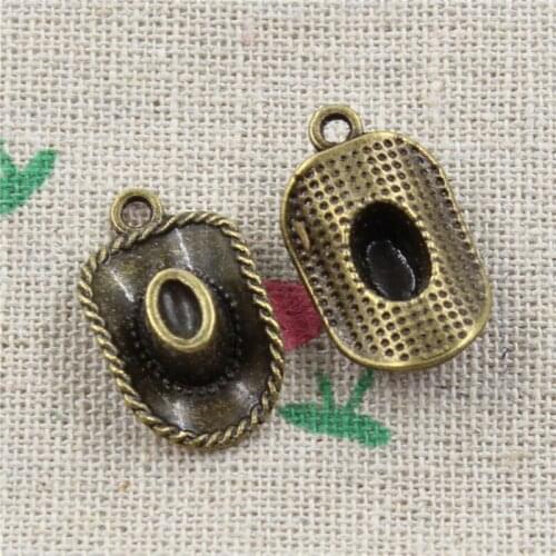 16pcs Antique Style Bronze Color cowboy hat Pendants Findings Charms 23*13mm