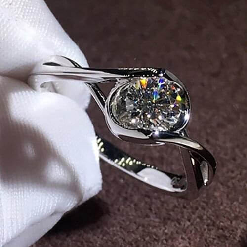 18K Au750 White Gold Women Wedding Party Engagement Ring 1 2 3 4 5 Carat Round Moissanite Diamond Ring Trendy Cute Classic