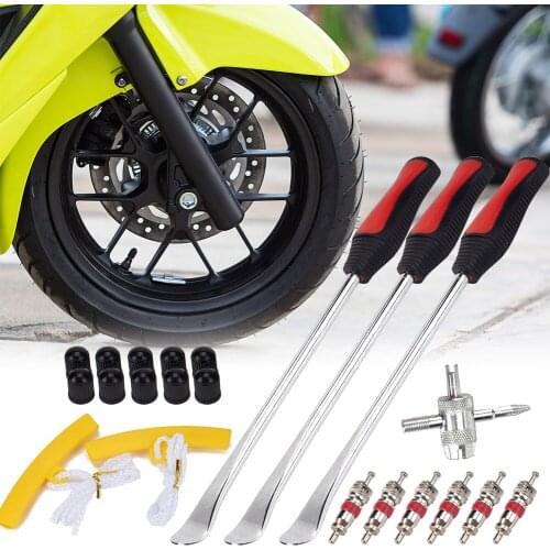 22pcs/set Car Bike Tire Spoons Levers Rim Protectors Valve Caps Cores Tools Kit Motorcycle Bike Car Tire Irons Tool Kit