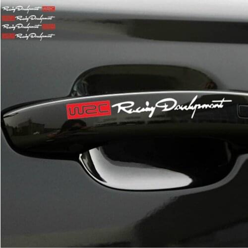 4PCS Car Styling Fashion WRC World Racing Development Creative Car Door Handle Decals Dual Color Design Stickers Vinyls Decals