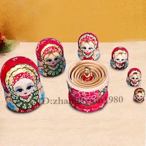 7pcs Hand Paint Matryoshka Dolls Set Creative Wedding Party Decoration Wooden Russian Nesting Babushka Matryoshka Dolls gifts