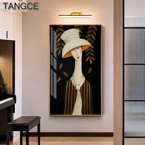 Abstract Elegant Lady Painting Modern Wall Art Big Wall Pictures for Living Room Entrance Fashion Pretty Girl Posters and Prints