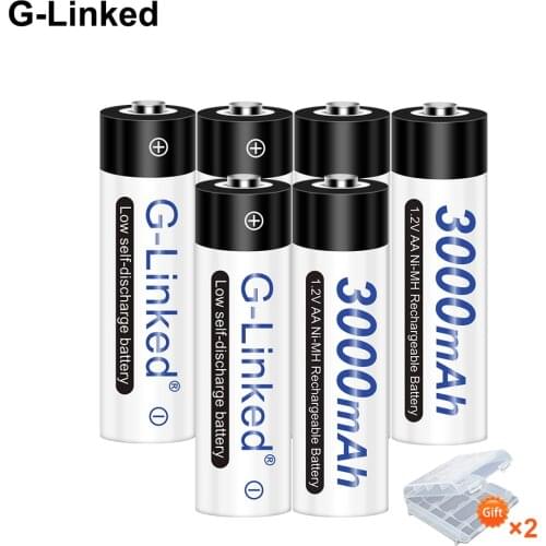 G-Linked 6pcs aa rechargeable battery aa nimh 1.2v batteria battery rechargeable 3000mah for remote control