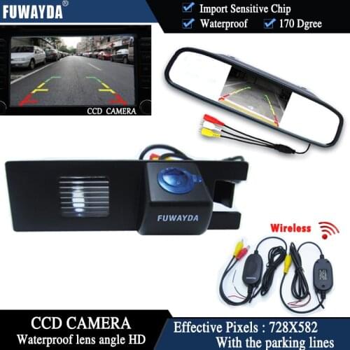 FUWAYDA Wireless Car Rear View Camera for OPEL Astra H/Corsa D/Meriva A/Vectra C/Zafira B,FIAT+4.3Inch rearview Mirror Monitor