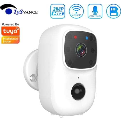Tuya 1080P HD Security Home Outdoor Wireless Rechargeable Battery Wire-free Smart Surveillance WiFi IP Camera Audio SD Slot