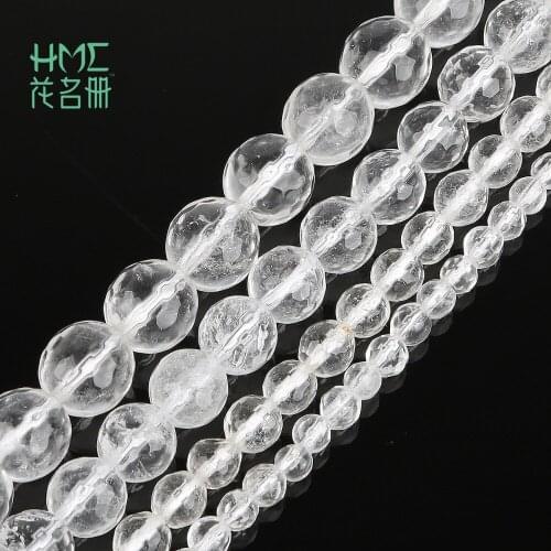 4/6/8/10mm White Crystal Quartz Faceted Natural Stone Beads Round Spacer Beads DIY Bracelet Necklace Jewelry Making 15" Strand