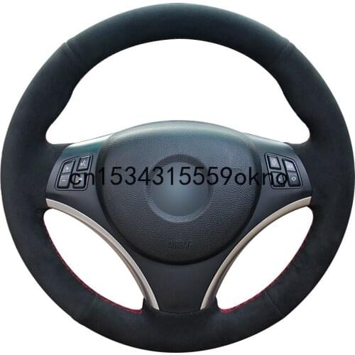 DIY Black Suede Car Steering Wheel Cover For BMW E90 320i 325i 330i 335i E87 120i 130i 120d Car Accessories