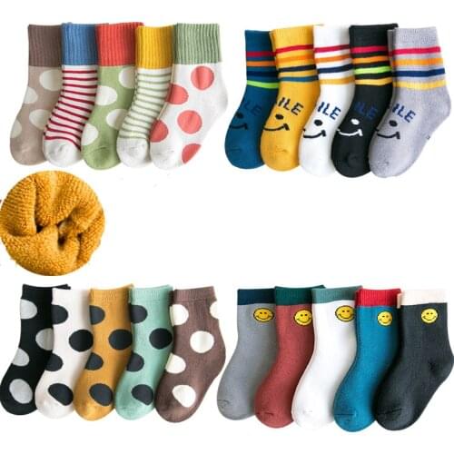 Baby Lotus 5 Pairs/Pack Super Thick Terry Winter Warm Comfortable Kids Socks 6 Styles Socks For Boys Girls Gifts
