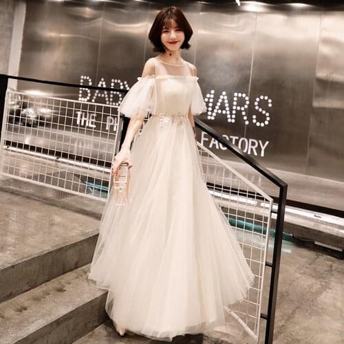 Hite long fairy temperament dream wedding banquet bridesmaid evening dress student graduation gift birthday party dress A029