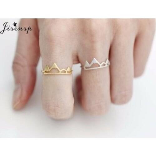 Jisensp Climber Jewelry Vintage Punk Snow Mountain Finger Rings for Women Simple Fashion Peak Couple Rings Travel Jewelry Gift