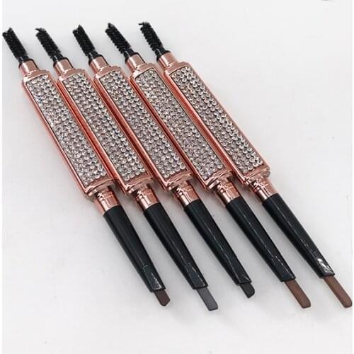 Pencil for Eyebrow Rhinestone Waterproof Long-lasting Double-headed Triangle Eyebrow Private Label Pencils