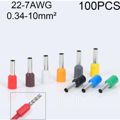 100Pcs 14/18AWG Gauge Electrical Connectors Wire Conector End Crimp Wire Terminal Cable Terminator Insulated Assortment Contacts