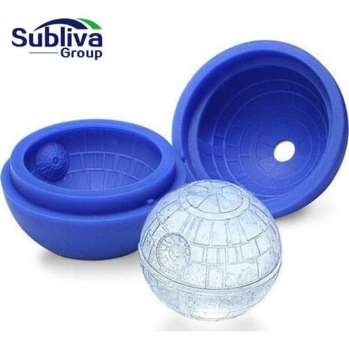 4ps Hot Creative Silicone Blue Wars Death Star Round Ball Ice Cube Mold Tray Desert Sphere Mould DIY