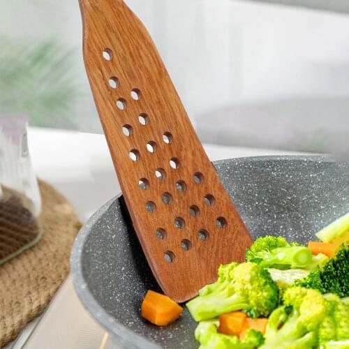 Filter Shovel Non-Stick Pan 24 Holes Wooden Spatula Kitchen Accessories Kitchen Cooking Tool Frying Steak Shovel Cookware