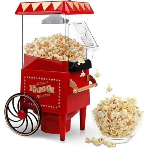 Popcorn Maker,Hot Air Popcorn Machine Vintage Tabletop Electric Popcorn Popper, Healthy And Quick Snack For Home EU Plug