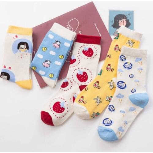 Fashion Womens Cartoon Designs Socks Pattern Thick Anklets Casual Relaxation Girls Low Tube Ladies