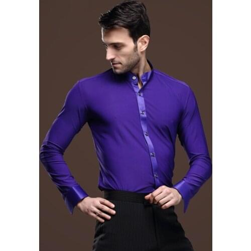 New Man Ballroom Dance Tops Long Sleeve Mens Latin Dance Shirts Lapel/Collar Practice/Performance Dance Wear Tops Jacket B-5985