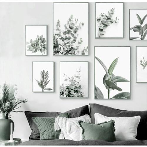Eucalyptus Grass Green Plant Leaves Wall Art Canvas Painting Nordic Posters And Prints Wall Pictures For Living Room Home Decor