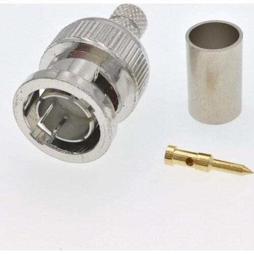 BNC Male Plug Crimp For RG59 Cable RF Coaxial Connector 75ohm