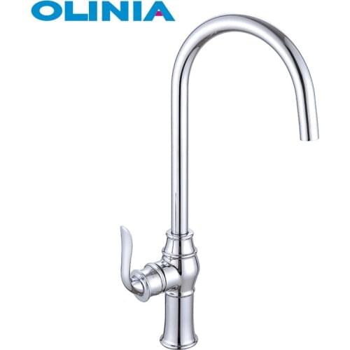 OLINIA pull down kitchen faucets light grey kitchen mixer single handle zinc alloy polished chrome surface deck mounted OL82162C
