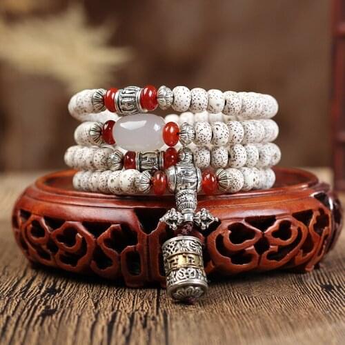 Wholesale Natural Xingyue Bodhi Bracelet 108 Buddha Bead Necklace Ethnic Style Rosary Bracelet Tibetan Silver Accessories