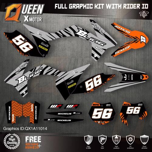 QUEEN X MOTOR Custom Team Graphics Decals 3M Stickers Kit For KTM 2011 2012 SX SXF , 2012 2013 EXC XC-W EXC-F 014