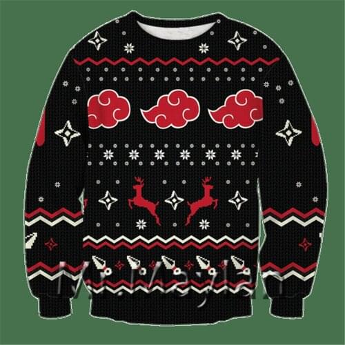 Akatsuki Christmas 3D Full Printed jacket Men/women harajuku hoodie unisex casual streetwear sweatshirt pullover sudadera hombre