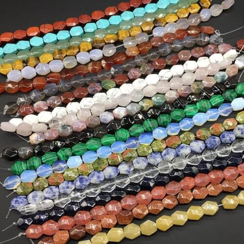 Hexagon Section Profile Natural Semi-precious Stone Loose Beads Strand Size 10x12mm 16Pcs Beads DIY For Necklace Earrings