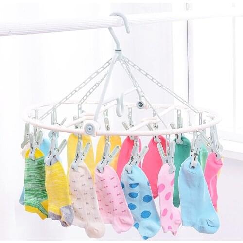 Foldable plastic multi-clip hanger windproof clothespin hanger clothes hanger