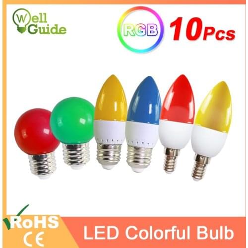 10pcs Led Bulb E14 E27 3W G45 C35 RGB Colorful Led candle Light LED Lamp SMD 2835 AC 220V 240V Flashlight Globe Bulbs Home Decor