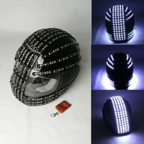 White Strobe LED Helmet LED Luminous Costumes Wireless Remote Control, Robot Laser Dance Performance For Robot suits