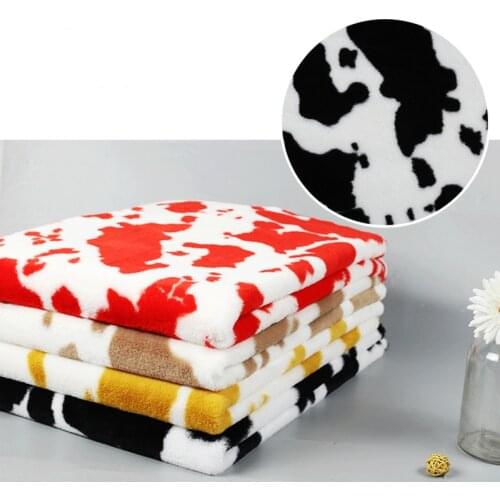 Polyester Imitation rabbit fur Fabric printed cow pattern For shoes and hats coat homedecor fausse fourrure fabric 1X1.6M