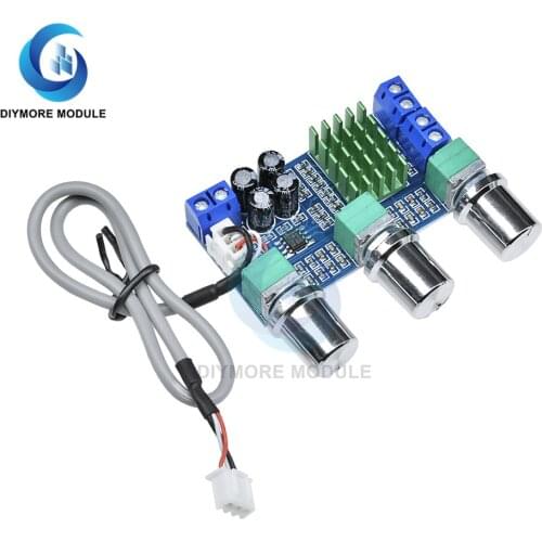 TPA3116D2 Audio Amplifier Board DC 12 -24V 80W+80W 2.0 Channel Digital Power AMP Treble Bass Volume Control Preamp for Speaker