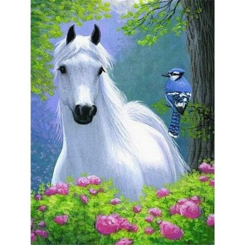 Horse Animal DIY 11CT Cross Stitch Embroidery Kits Needlework Craft Set Cotton Thread Printed Canvas Home Decoration Design