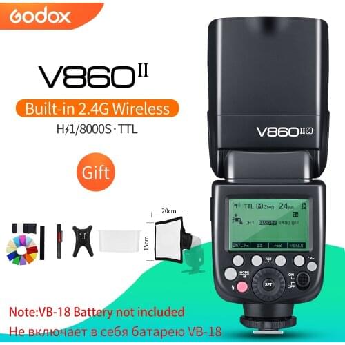Godox V860II-C/N/S/F/O GN60 2.4G TTL HSS 1/8000 Without VB18 Battery Camera Speedlite Flash for Canon Nikon Sony Fuji Olympus