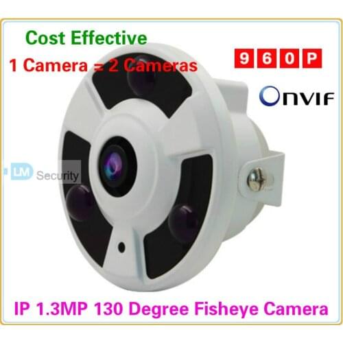 High Performance DSP 1/3'' CMOS Sensor 1.3 Megapixel 1.3mp 2.1mm 130 Degree Lens IP Network Fisheye Camera with Night Vision