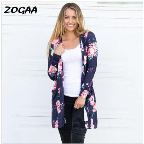 ZOGAA Cardigan Women Autumn New Casual Floral Printed Long-sleeved Jacket Large Size Long Office Lady Open Stitch Chic Causal