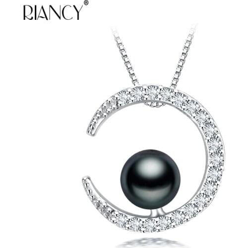 Fashion Natural Black Pearl Pendant Necklaces moon Jewelry For Women Freshwater Pearl Necklace Chain Accessories