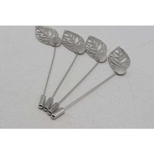 10 Silver-plate Metal Suit Chest Leaf Leaves Brooch Lapel Pins For Wedding Craft DIY