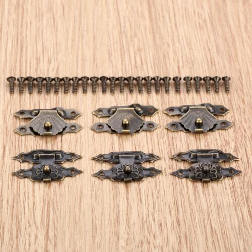 10Pcs Antique Iron Jewelry Box Padlock Hasp Locked Wooden Wine Gift Box Buckle Furniture Zinc Alloy 30*18mm/38*18mm w/screws